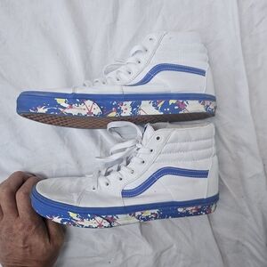 Vans Boys SK8 Hi Paint Shoes Sz 7 Juniors Youth Sneakers White 23.5 cm
